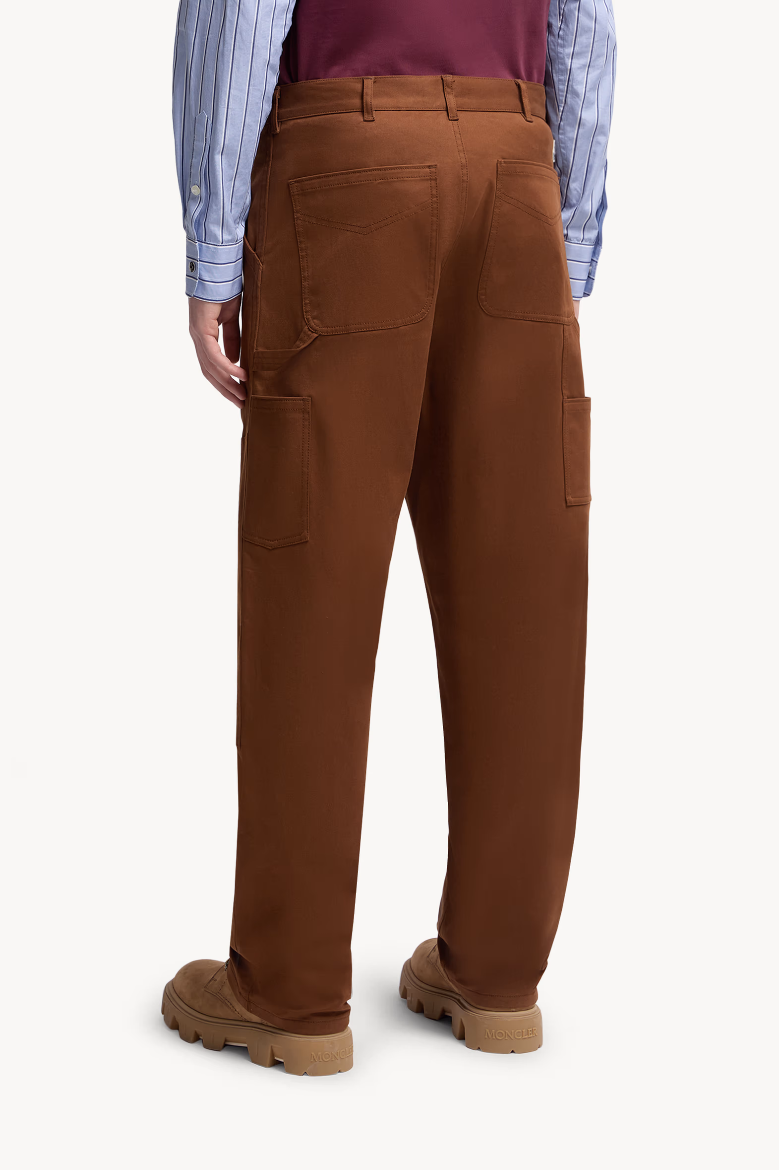 Pantalon en gabardine de coton Hommes Marron Moncler 5